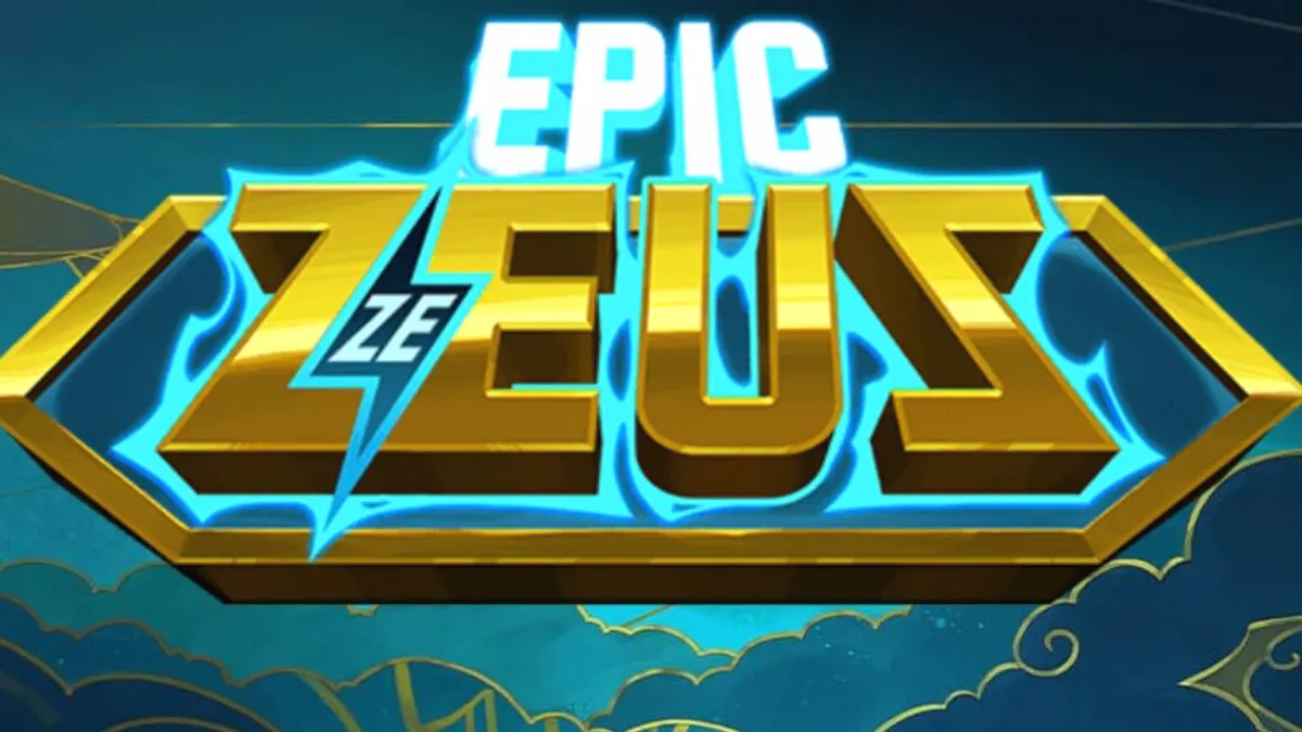Visual bertema mitologi Yunani dengan petir dan elemen kuil kuno dalam slot Epic Ze Zeus