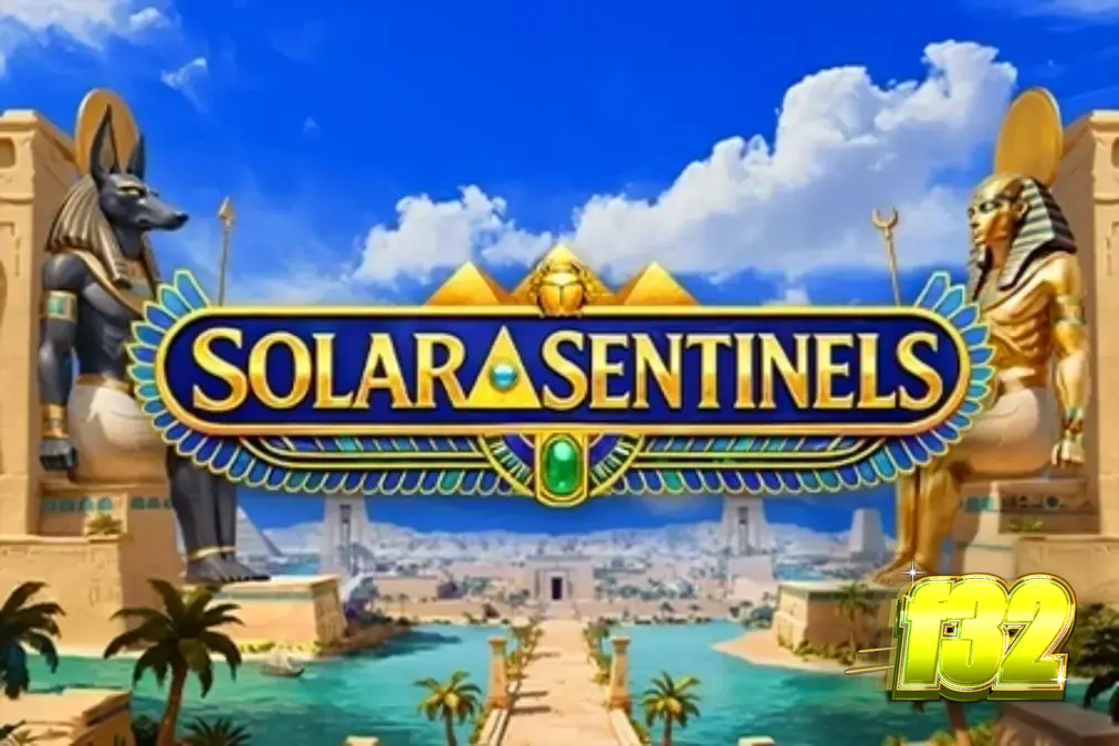 Tampilan visual slot Solar Sentinels dengan latar belakang monumen Mesir Kuno